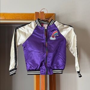Purple and White Kids Jacket with Rainbow Patch